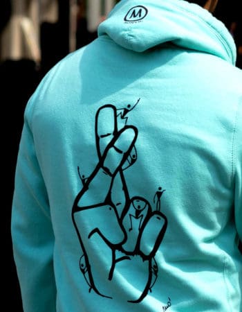 climbing hoodie lightblue-MOOD hope-fingers crossed