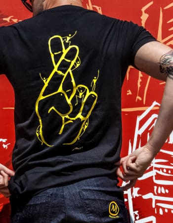 climbing t-shirt black MOOD hope incrocia le dita