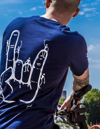 climbing t-shirt blue MOOD tie corna