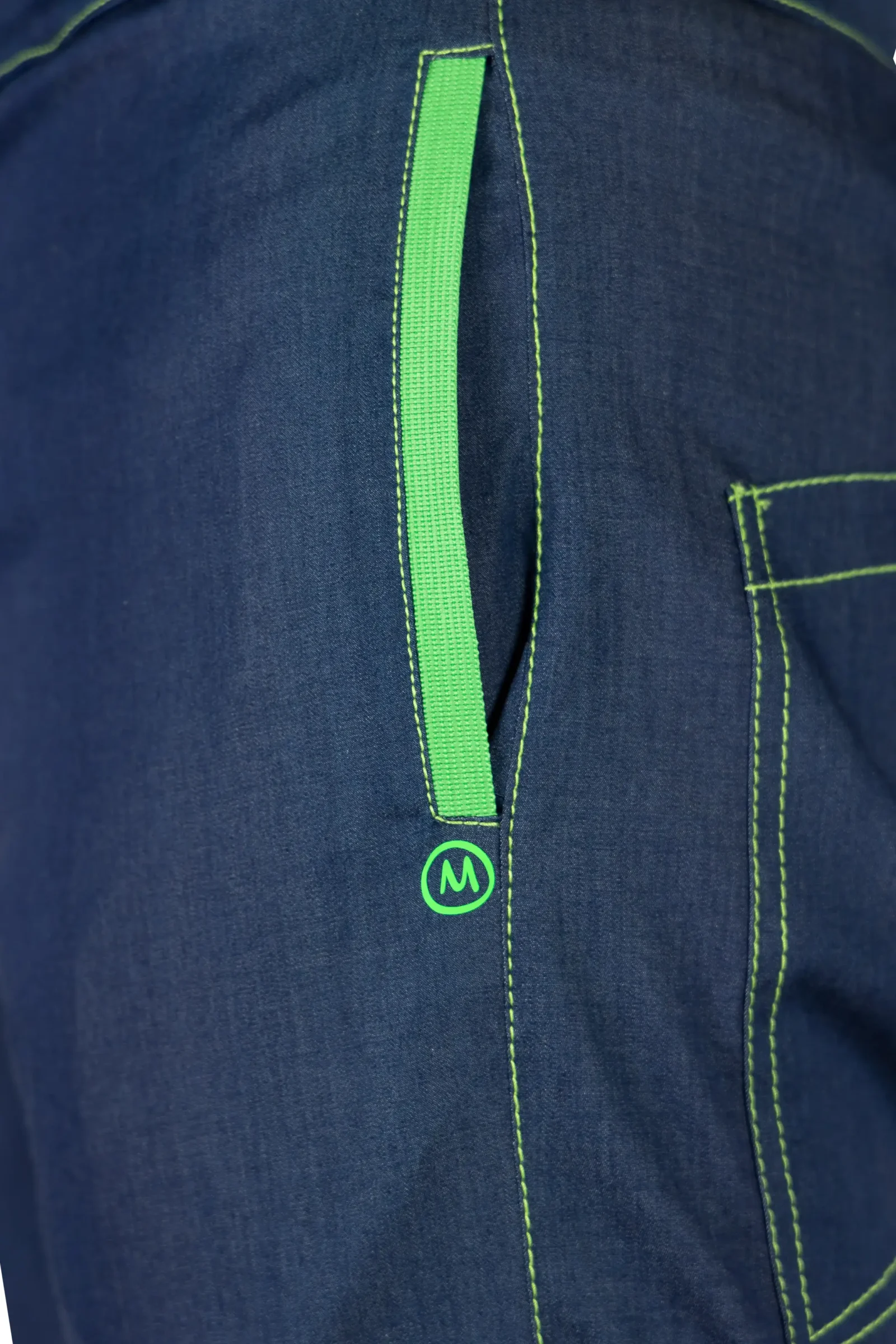 Men's climbing jeans - denim trousers - green stitching - GERONIMO Monvic