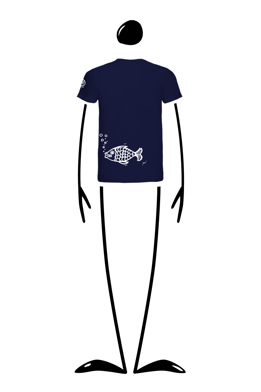 t-shirt arrampicata uomo HASH Monvic blue-navy Big Fish retro