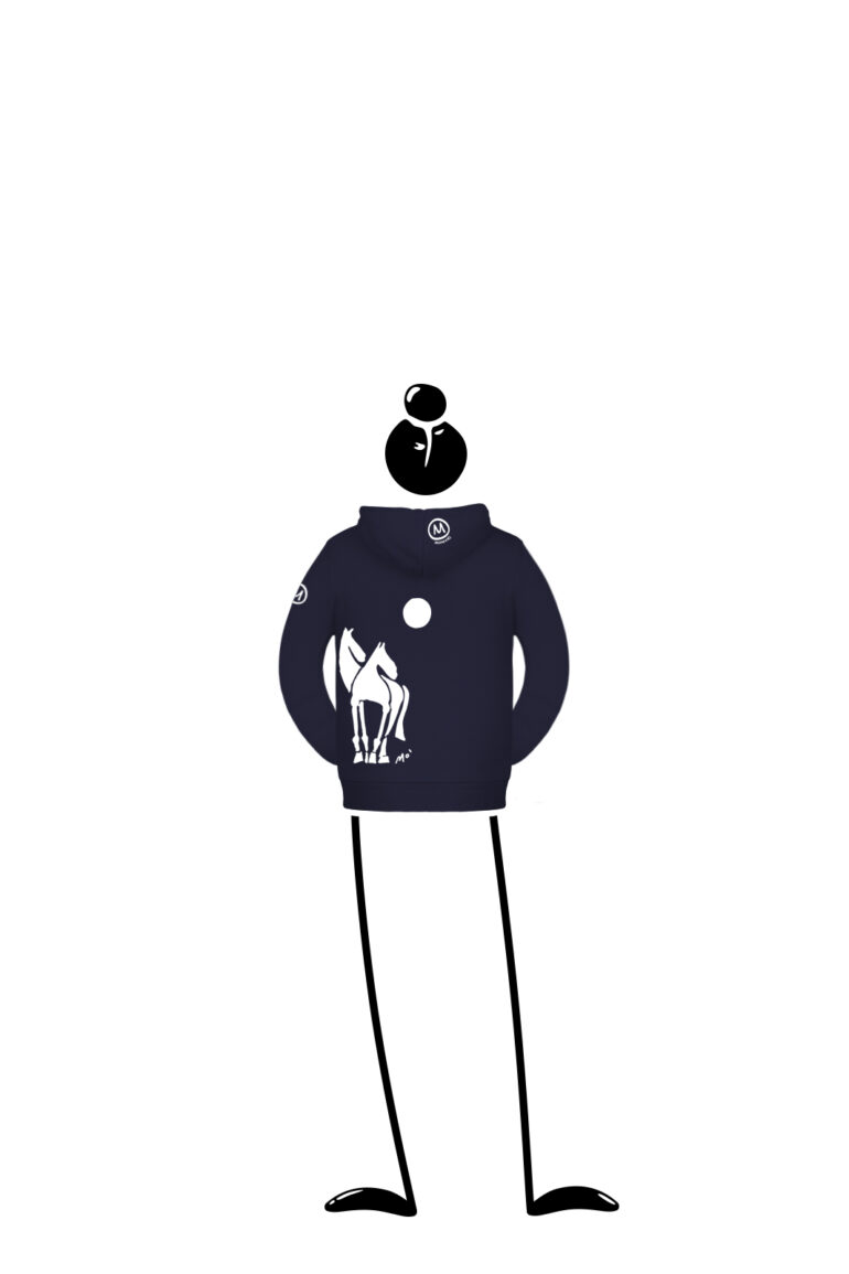 Hoodie kids with zip blue navy LOLA Monvic horses