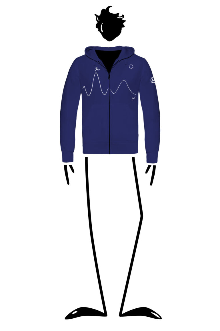 Hoodie unisex with zip blue royal NAVAJO ZIP Monvic Pablo running