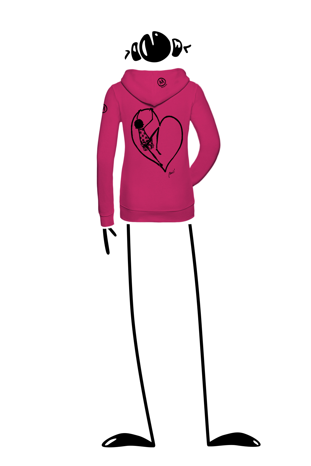 hoodie woman fuchsia FEDRA ZIP Monvic