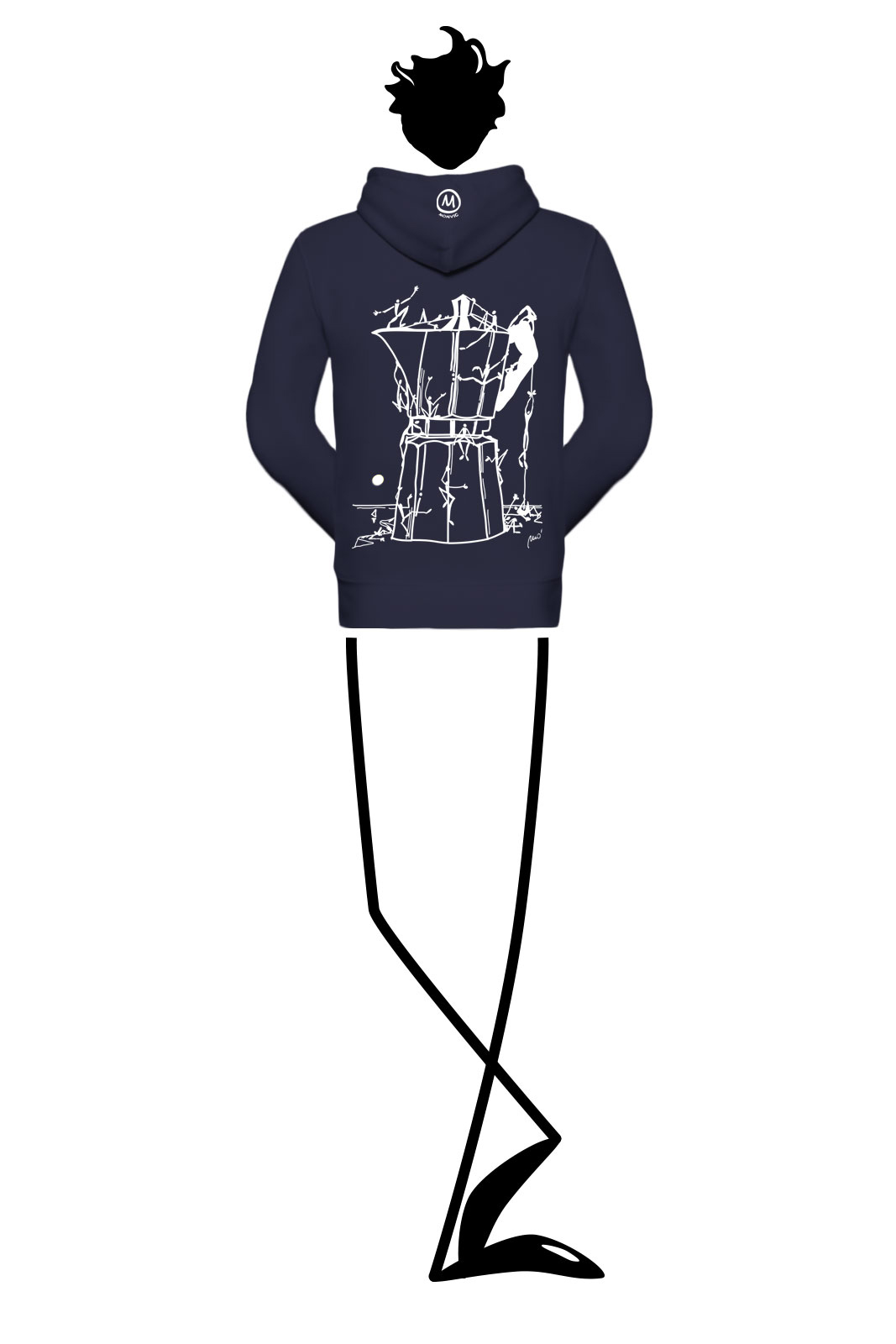 Hoodie unisex blue navy NAVAJO Monvic Moka