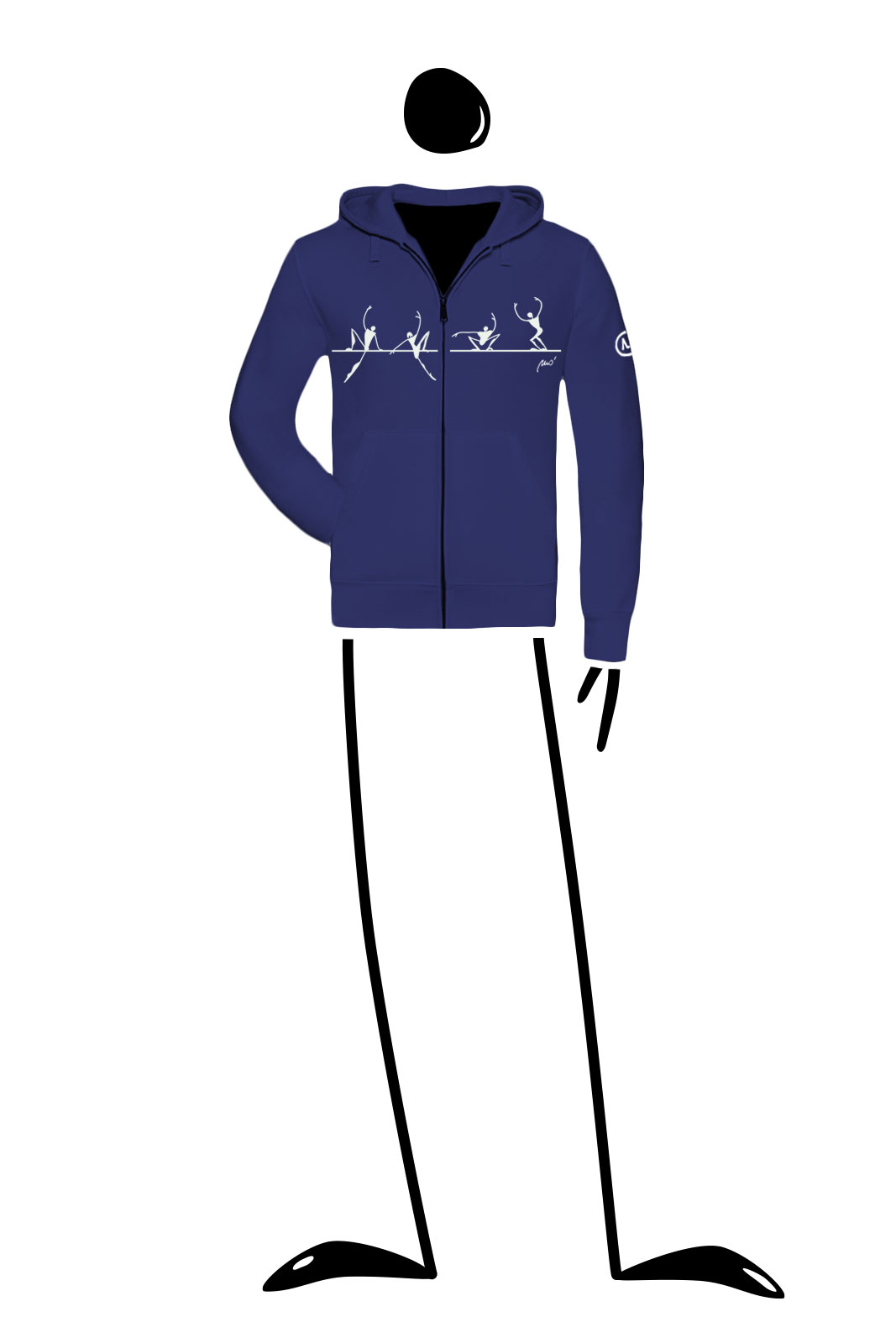 felpa sportiva uomo con zip e cappuccio blu royal NAVAJO ZIP Monvic Slackline