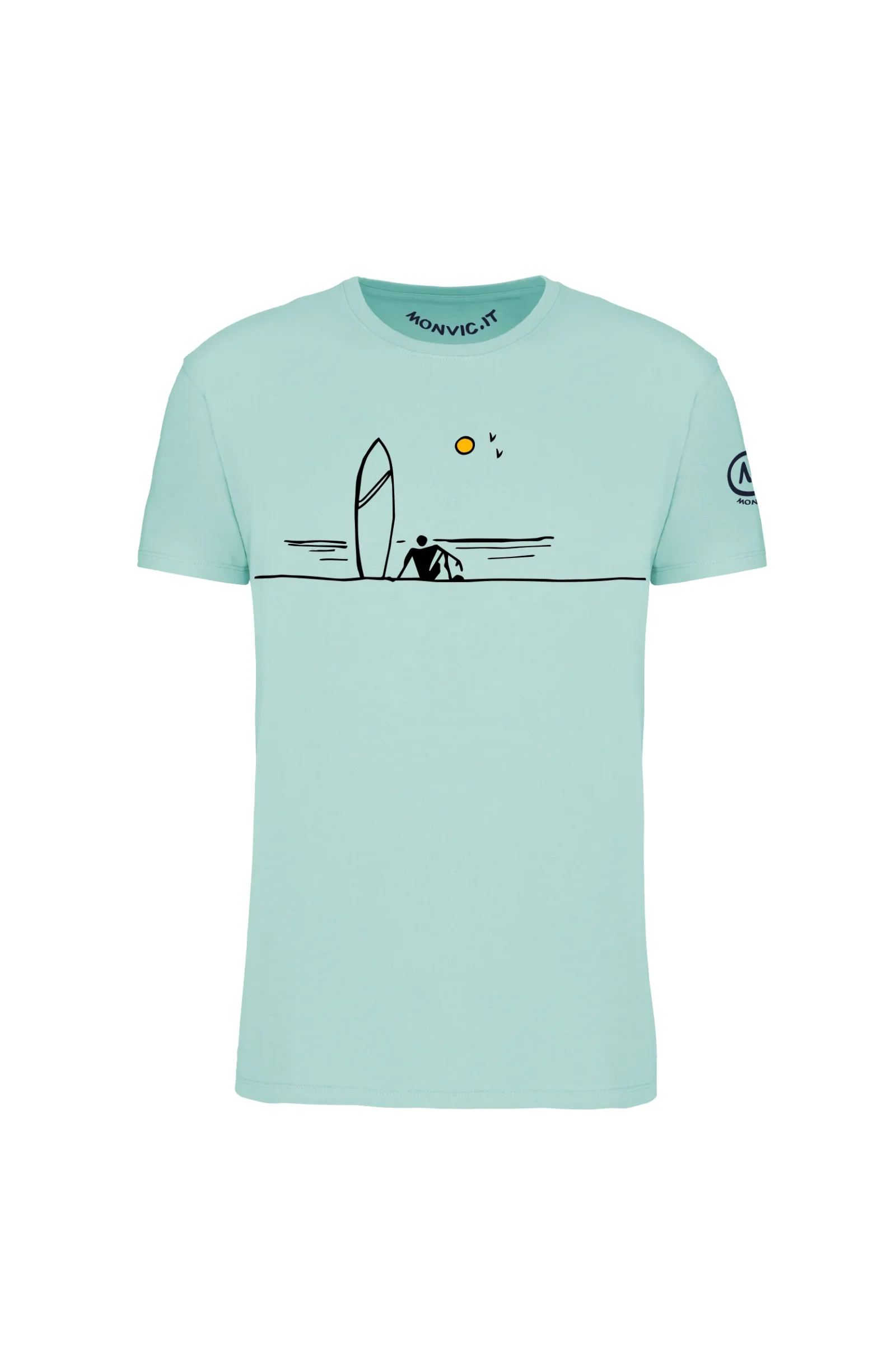 t-shirt SURF uomo - cotone organico verde acqua - HASH MONVIC