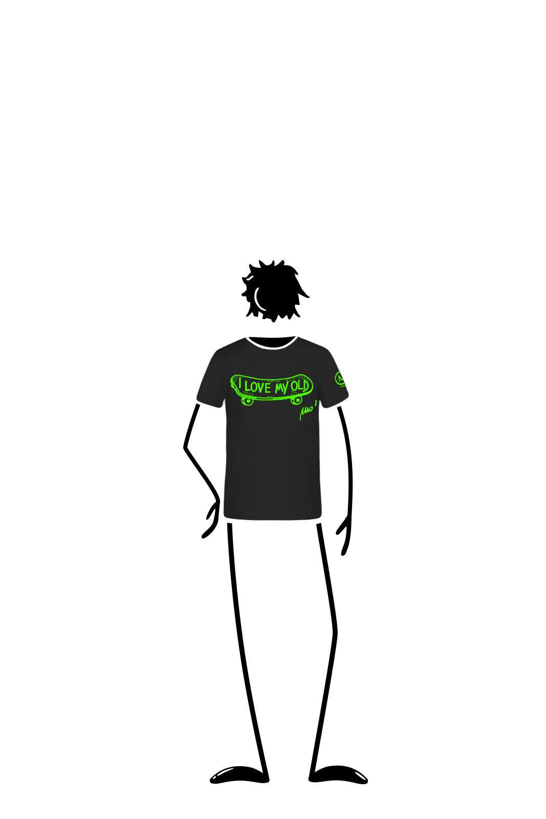 t-shirt bambino nera TATA Monvic skateboard