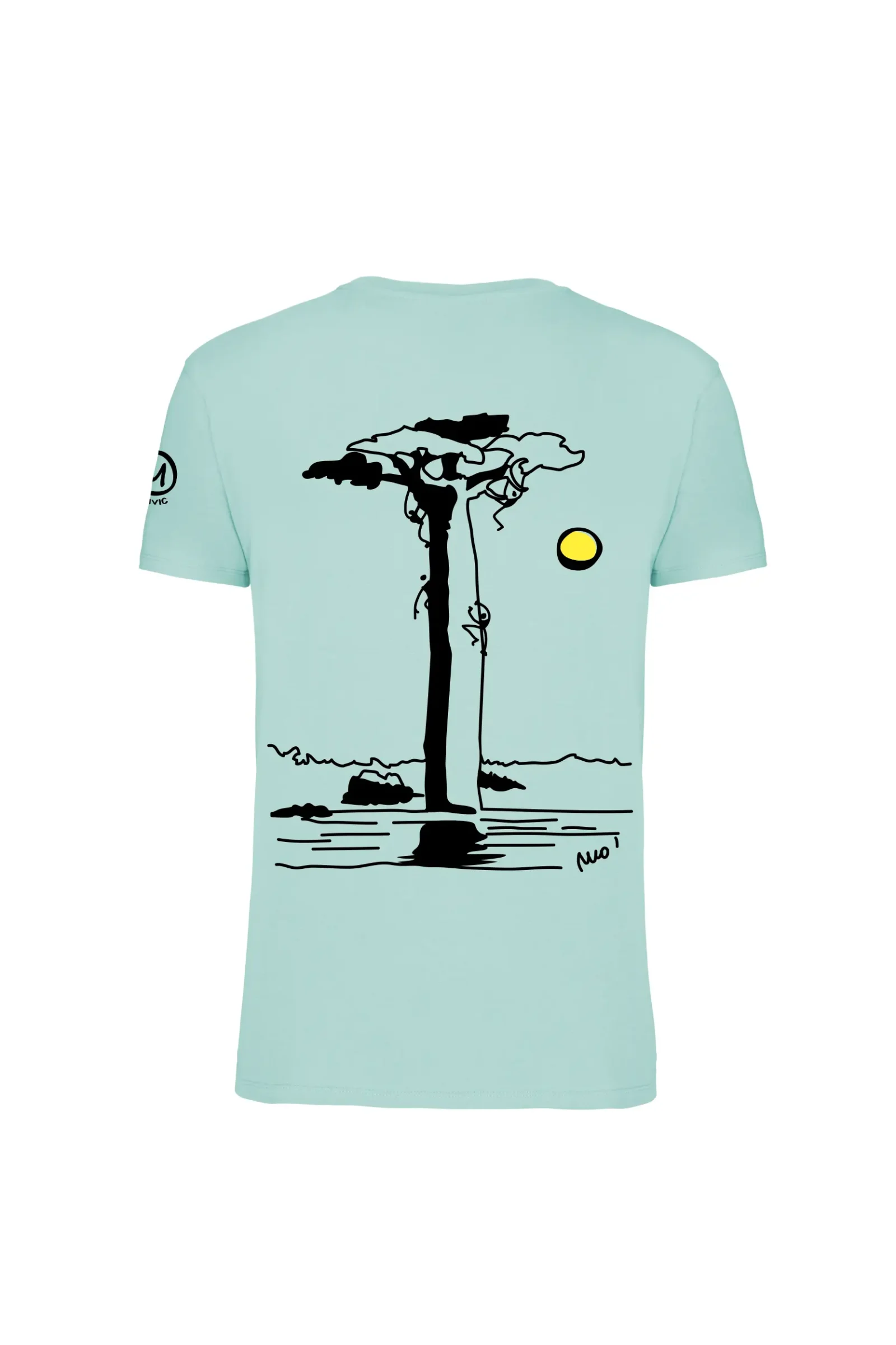 T-shirt arrampicata uomo - cotone organico verde acqua - "Baobab" - HASH ORGANIC MONVIC