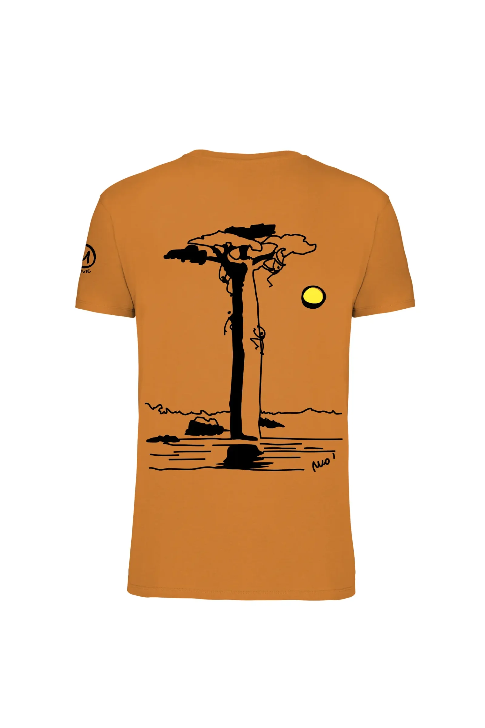 Men's climbing t-shirt - orange organic cotton - "Baobab" - HASH ORGANIC MONVIC