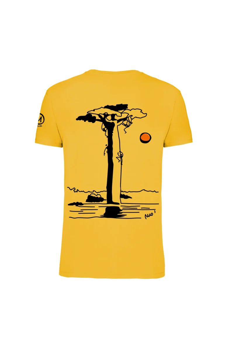 Men's climbing t-shirt - yellow organic cotton - "Baobab" - HASH ORGANIC MONVIC