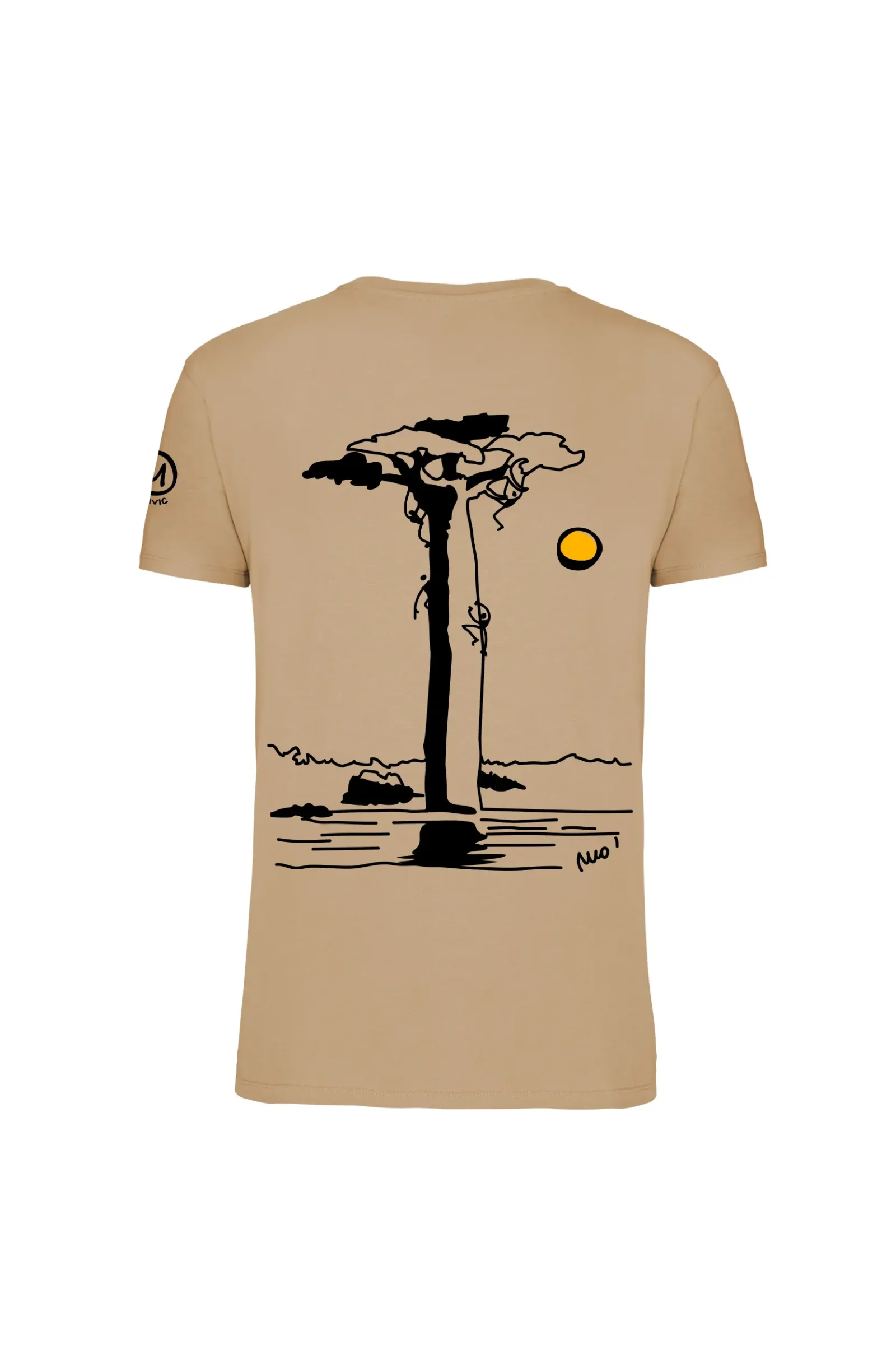 Men's climbing t-shirt - sand organic cotton - "Baobab" - HASH ORGANIC MONVIC