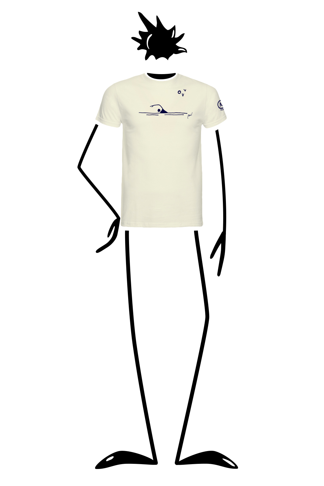 T-shirt homme en coton bio créme HASH ORGANIC Monvic natation