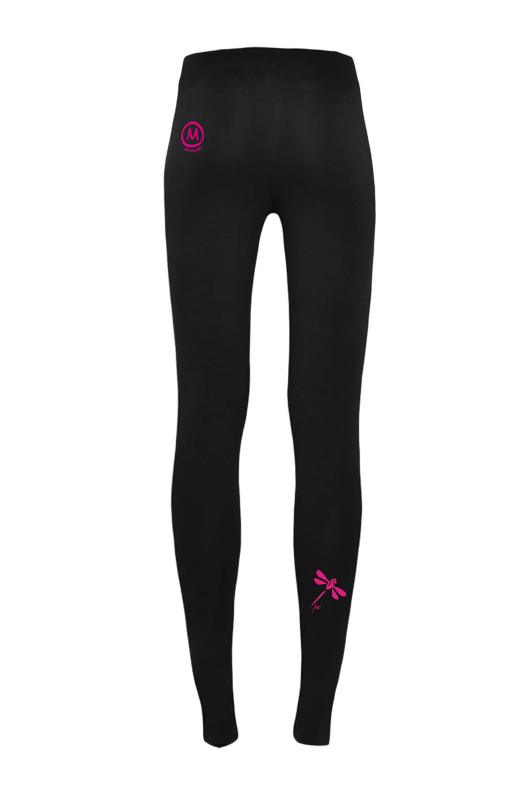 Long leggings for women black with fuchsia graphic MIMÌ Monvic
