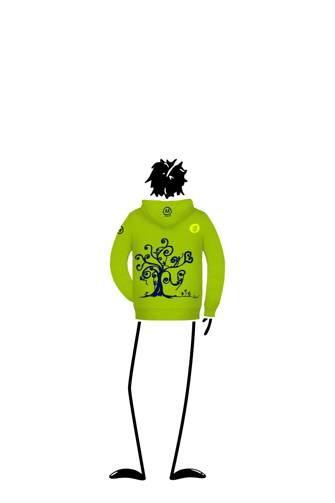 Hoodie kids with zip lime green LOLA Monvic Hoodie kids with zip lime green LOLA Monvic