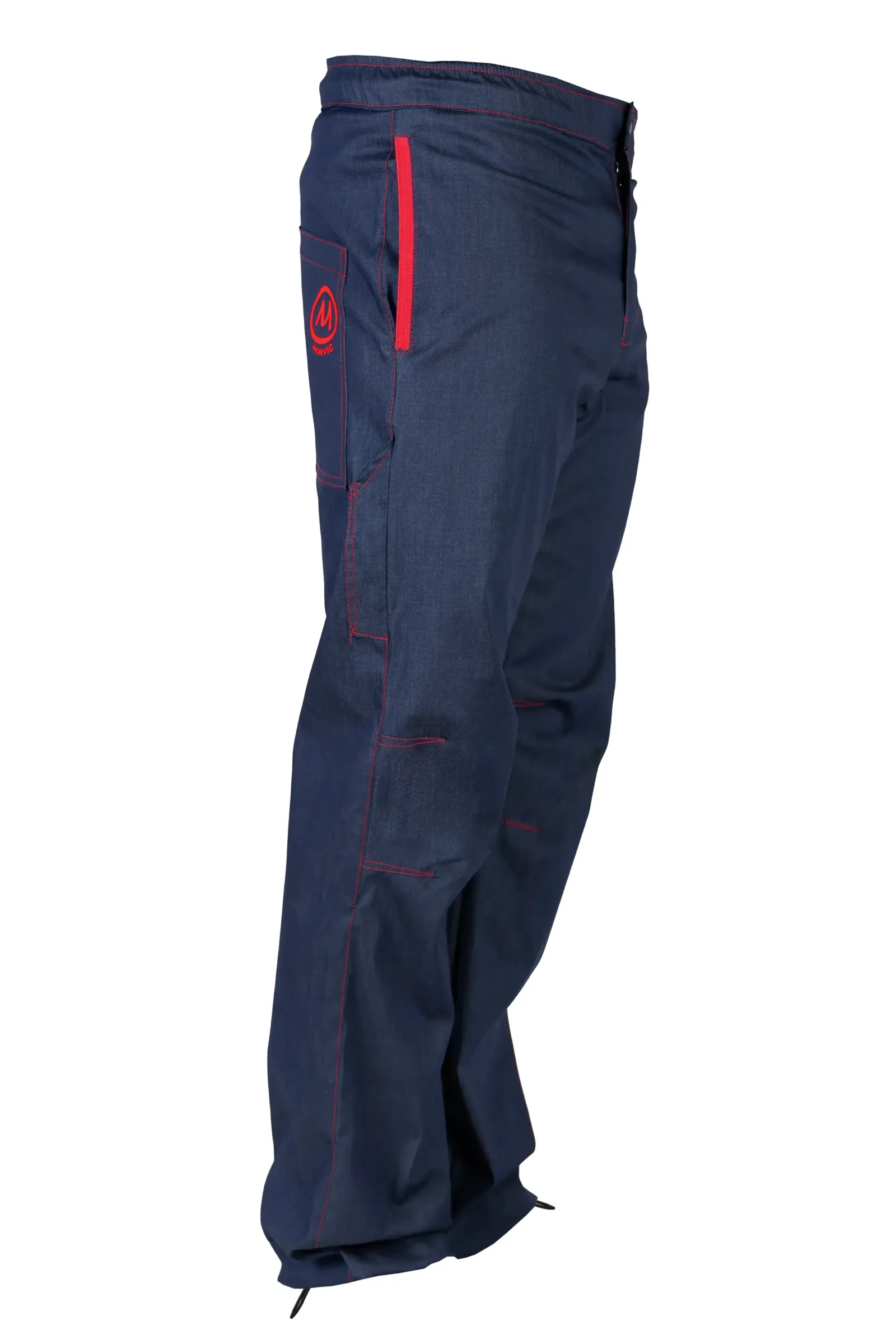 Men's climbing jeans - denim - red profile and stitching - GERONIMO Monvic