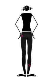 Long leggings for women black with fuchsia graphic MIMÌ Monvic