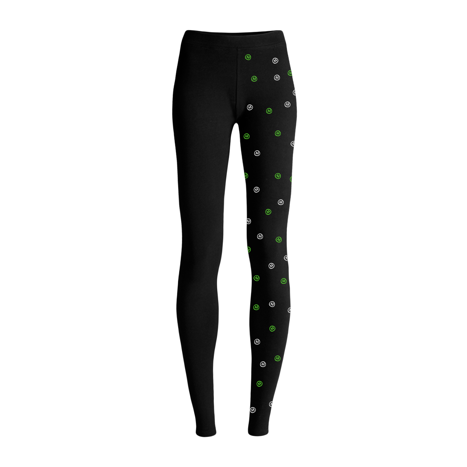 Long leggings for women black with green and white graphic MIMÌ Monvic