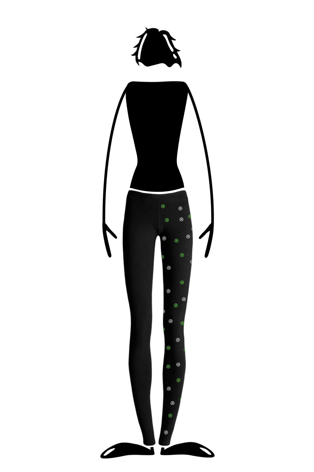 Long leggings for women black with green and white graphic MIMÌ Monvic