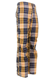 trousers for trekking men extra light cotton poplin yellow and blue Prince of Wales CLOWN Monvic