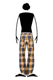 trousers for trekking men extra light cotton poplin yellow and blue Prince of Wales CLOWN Monvic