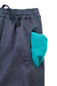 Jeans Femme denim coutures contrastées turquoise escalade VIOLET Monvic