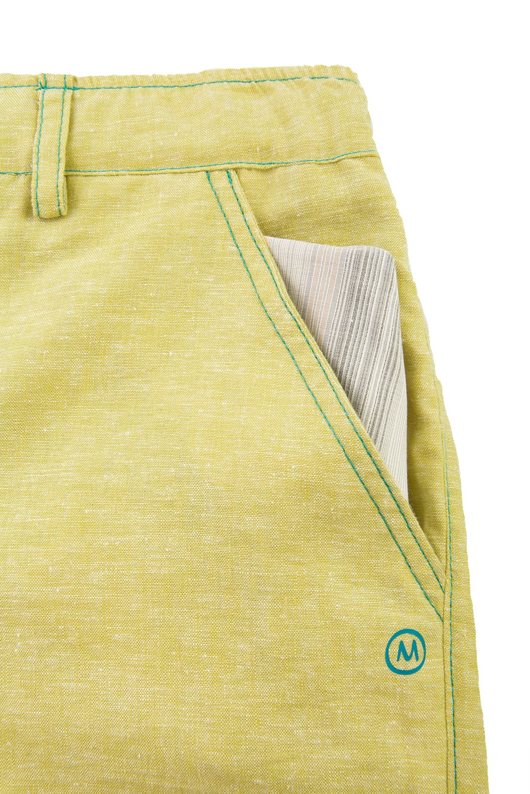 climbing shorts men linen lime yellow ALO Monvic