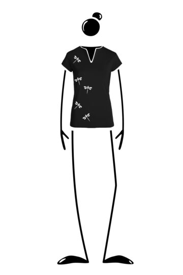 T-shirt for Women with V-neck black HIROKO Monvic