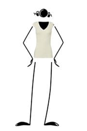 t-shirt Femme creme coton - col en V SHIRLEY Monvic