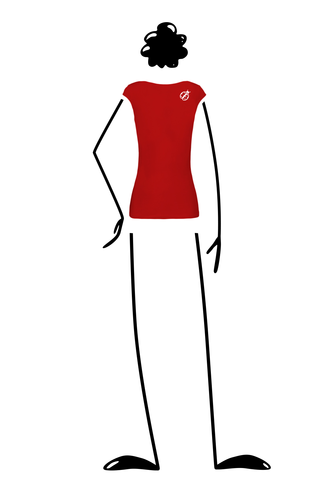 t-shirt Femme rouge coton - col en V SHIRLEY Monvic
