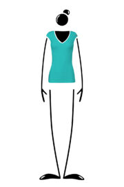 t-shirt women turquoise cut sleeved V-neck cotton SHIRLEY Monvic