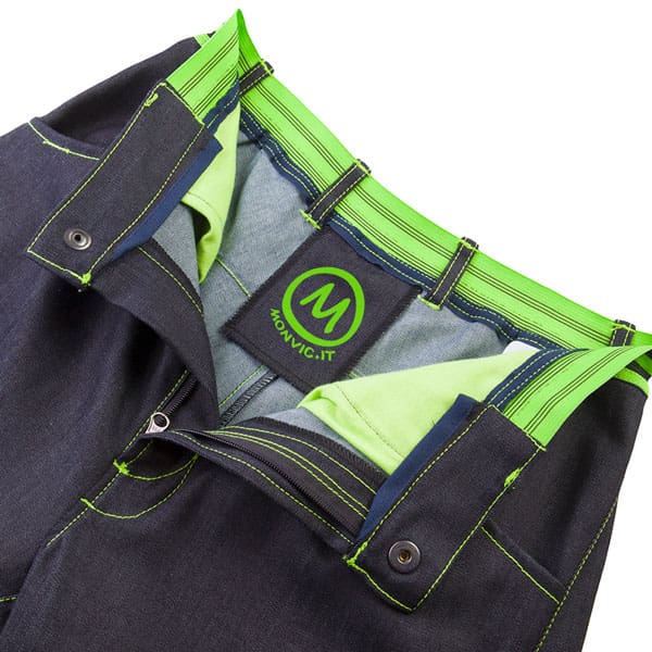 toppa, zip, elastico in vita, bottone a pressione jeans GEO STRIPE Monvic