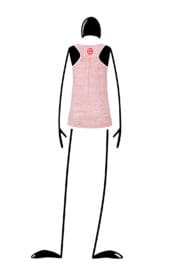 Débardeur femme rose GIULIA Monvic - top col rond, dos nageur, silhouette drapée