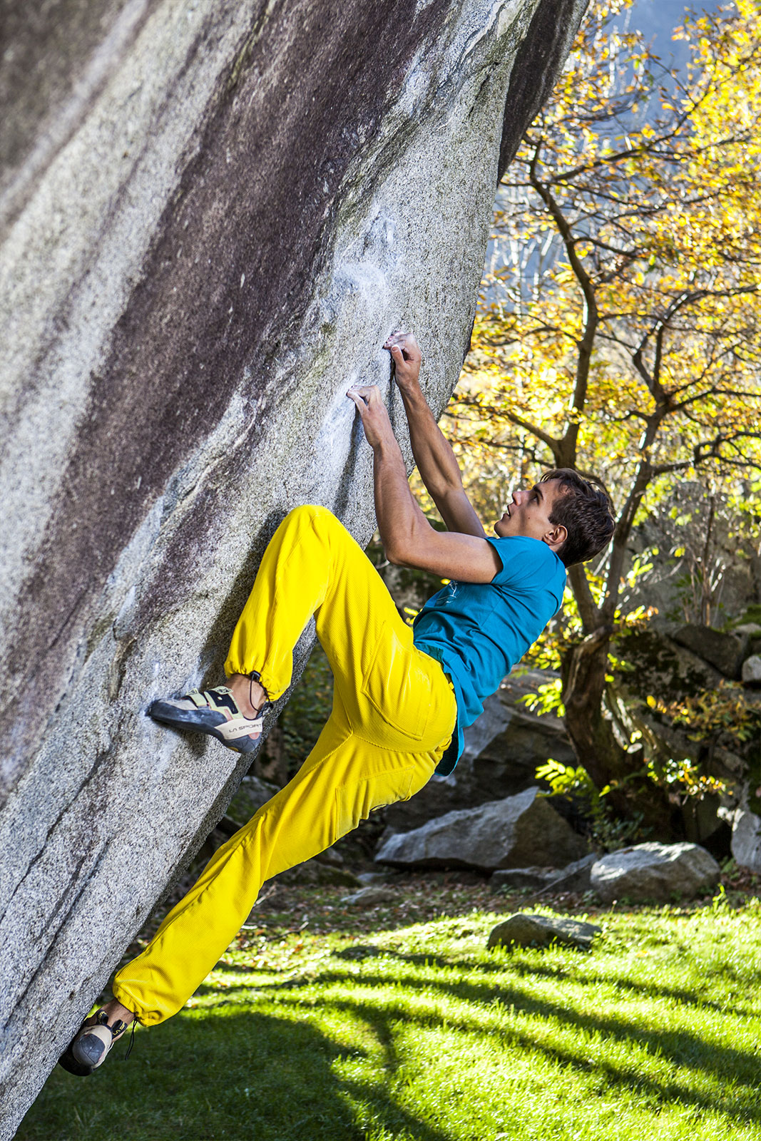 pantalone velluto uomo per arrampicata giallo - GRILLO Monvic