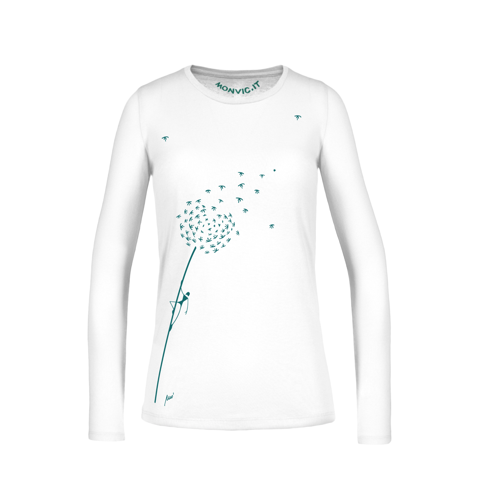 Long sleeved t-shirt women white for climbing MOLLY Round neck