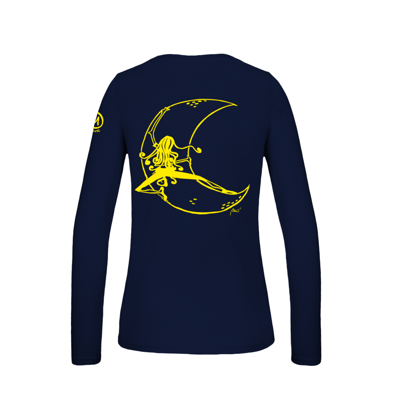 Long sleeved t-shirt women navy blue for climbing MOLLY Round neck Moon