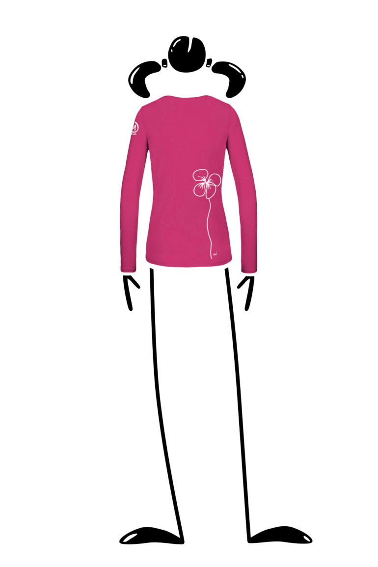 T-shirt a maniche lunghe donna con collo a V fucsia per arrampicata e sport MOLLY Monvic