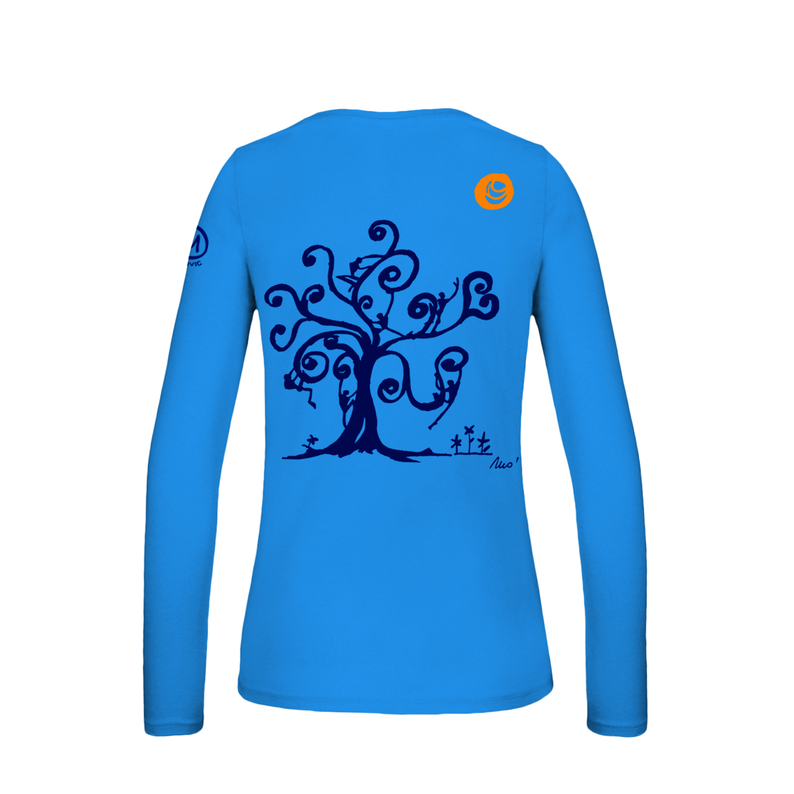 T-shirt a maniche lunghe donna con collo a V azzurra per arrampicata e sport MOLLY Monvic