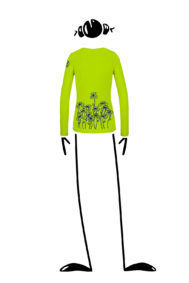 T-shirt a maniche lunghe donna con collo a V verde lime per arrampicata e sport MOLLY Monvic Trifoglini