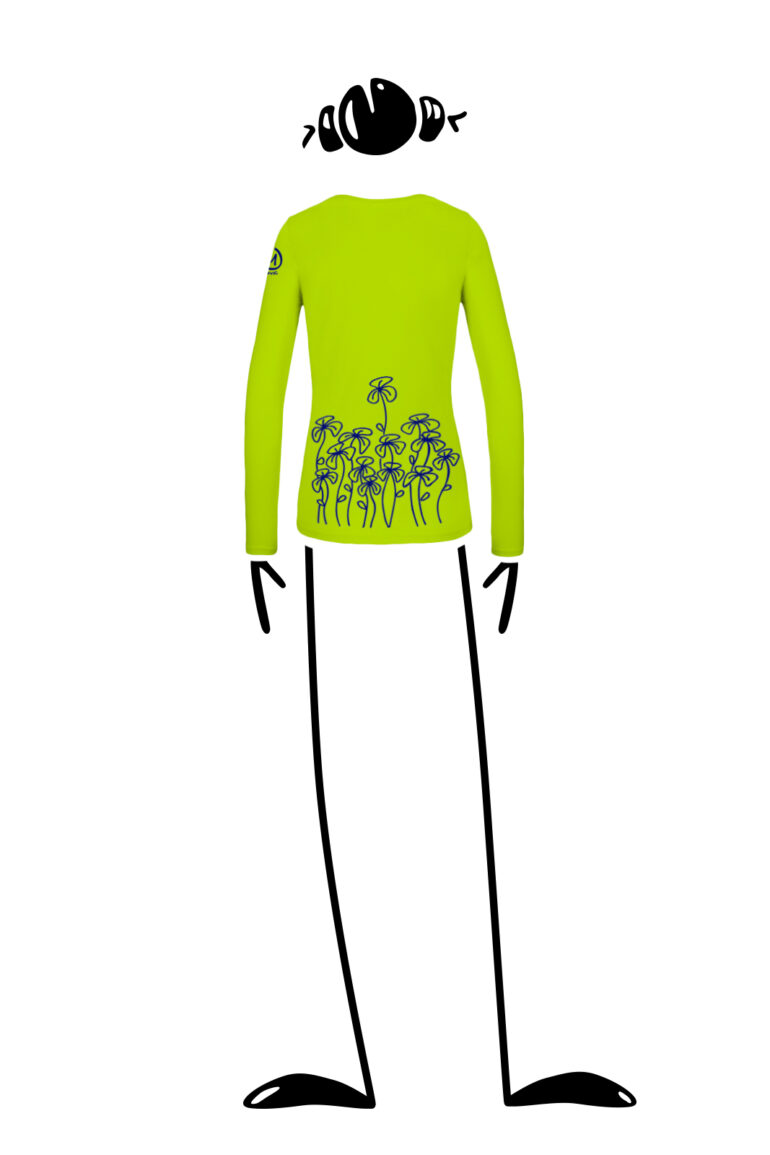 Long sleeved t-shirt women V neckline green lime MOLLY-V "Trifoglini"