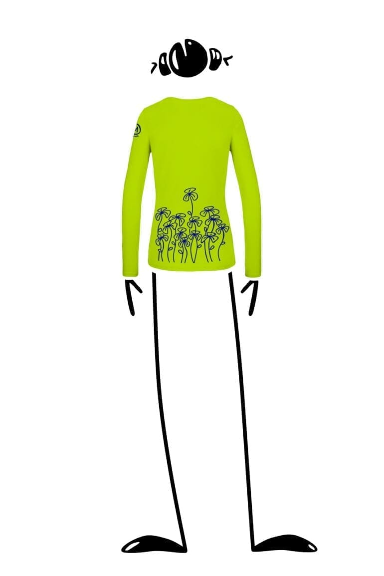 T-shirt Femme à manches longues vert lime MOLLY-V "Trifoglini"