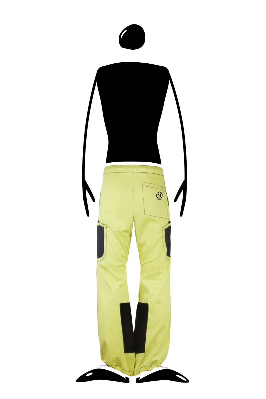 pantalon escalade vert jaune lime avec poches latérales porte magnésie intégrées POWDER Monvic