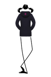 Felpa donna cappuccio blu navy zip assicuratore fucsia SOLUTION Monvic