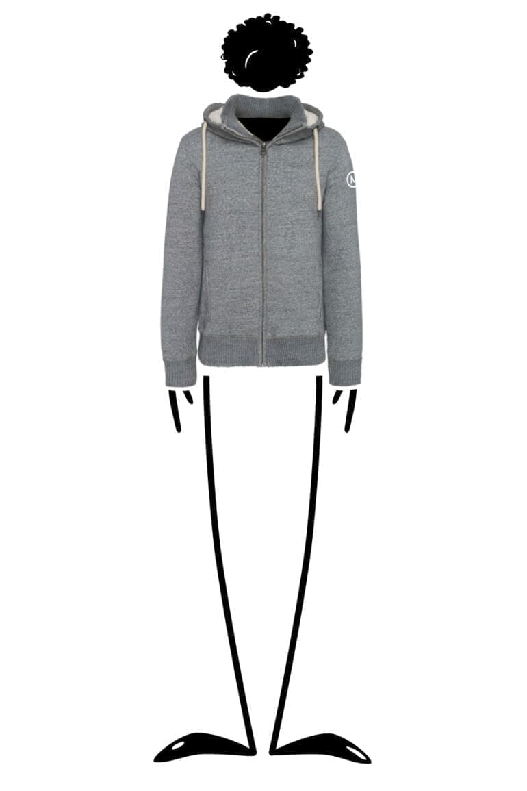 Sweat à capuche avec zip unisexe gris homme NEW SHERPA Monvic