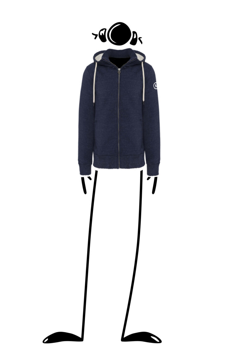 Felpa unisex blu navy donna foderata effetto agnello NEW SHERPA Monvic cotone organico