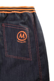 short jeans uomo arrampicata in denim cuciture arancioni SHORTY Monvic