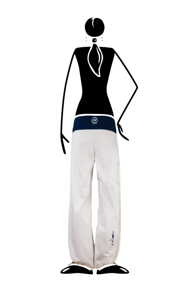 pantalone donna con fascia bianco ghiaccio e blu navy BALZEN Monvic