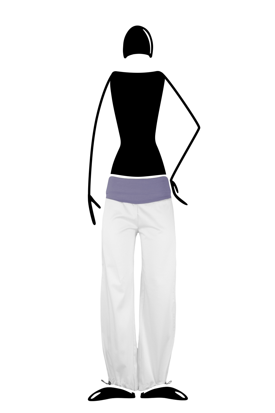 trousers women with waist band white and lilac BALZEN Monvic