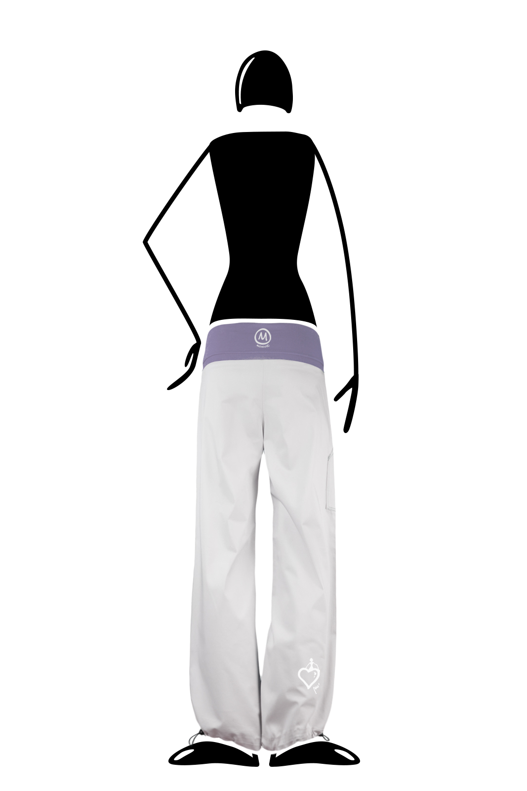 trousers women with waist band white and lilac BALZEN Monvic