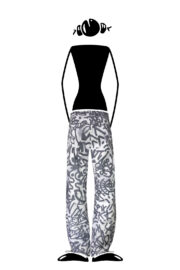 trousers women cotton white VIOLET graffiti Monvic